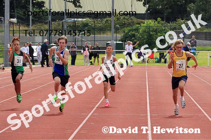 Boys Under-13s 100 metres, 2023 Northern Under-13s, Under-15s and Under-17s, Middlesbrough.  Photo: David T. Hewitson/Sports for All Pics
